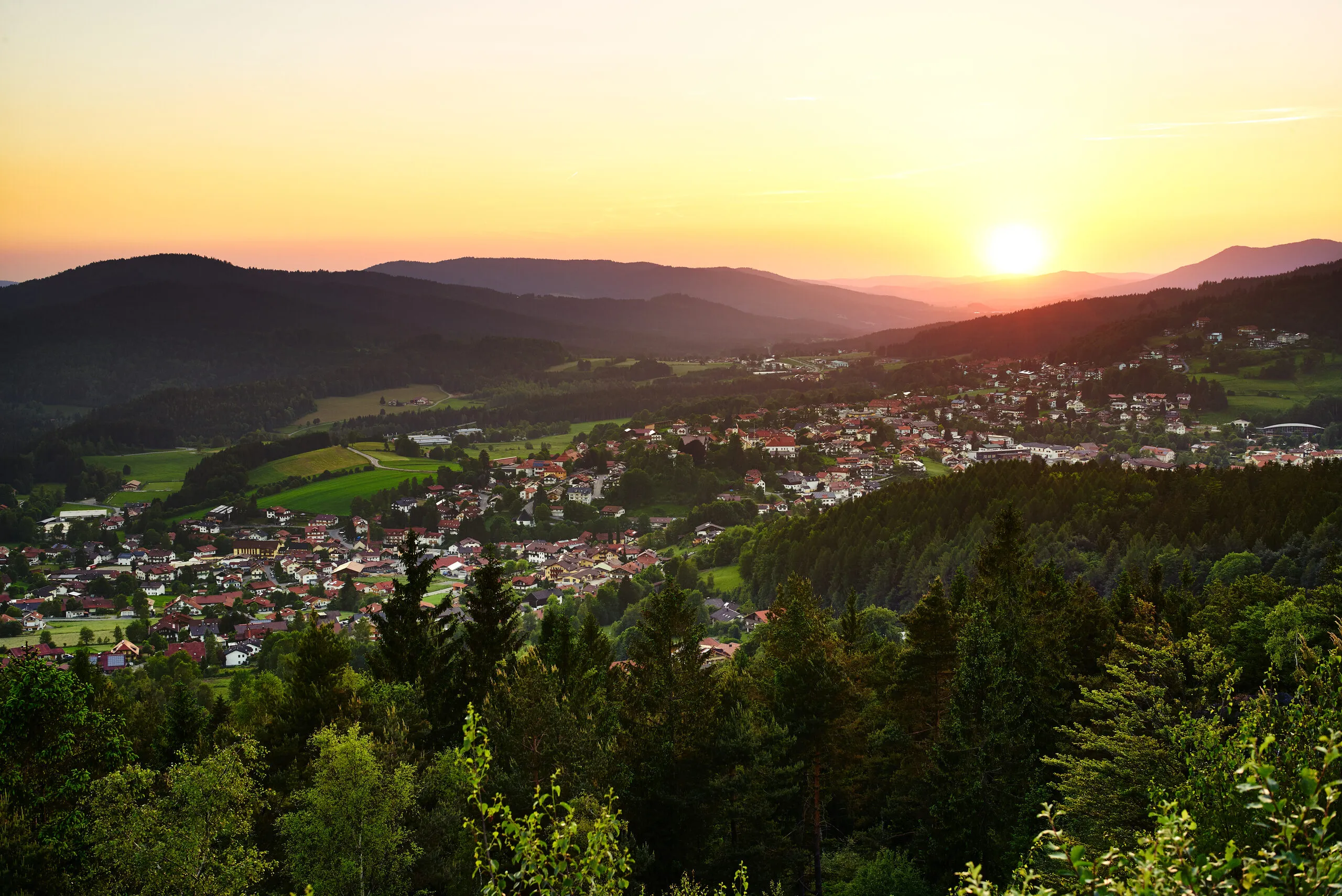 Sonnenuntergang über Bodenmais und dem Bayerischen Wald